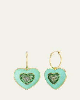 Emily P. Wheeler Rock Heart Earrings with Chrysoprase and Tsavorite