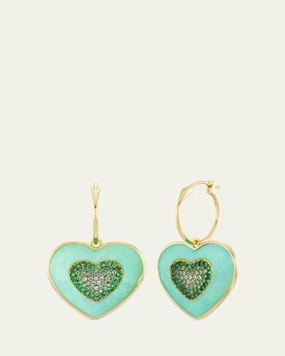 Emily P. Wheeler Rock Heart Earrings with Chrysoprase and Tsavorite