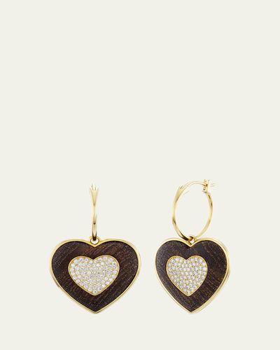 Emily P. Wheeler Rock Heart Earrings with Diamonds and Sandalwood
