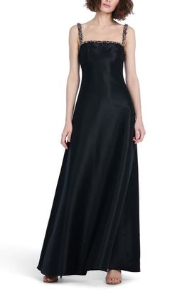 EMILY SHALANT EMILY SHALANT Bead Detail Square Neck A-Line Gown