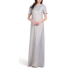 EMILY SHALANT EMILY SHALANT Beaded Metallic Chiffon Gown