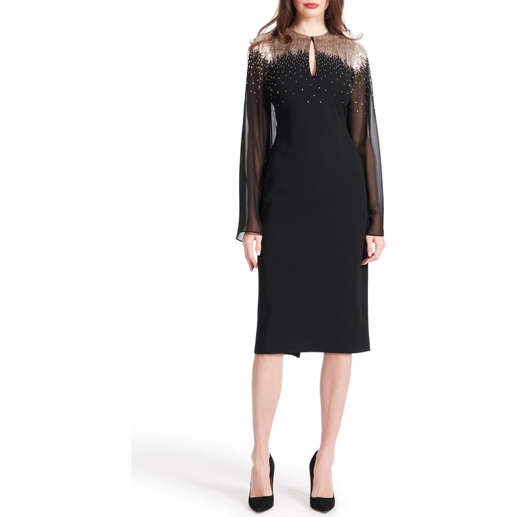 EMILY SHALANT EMILY SHALANT Beaded Stretch Crepe Cocktail Dress