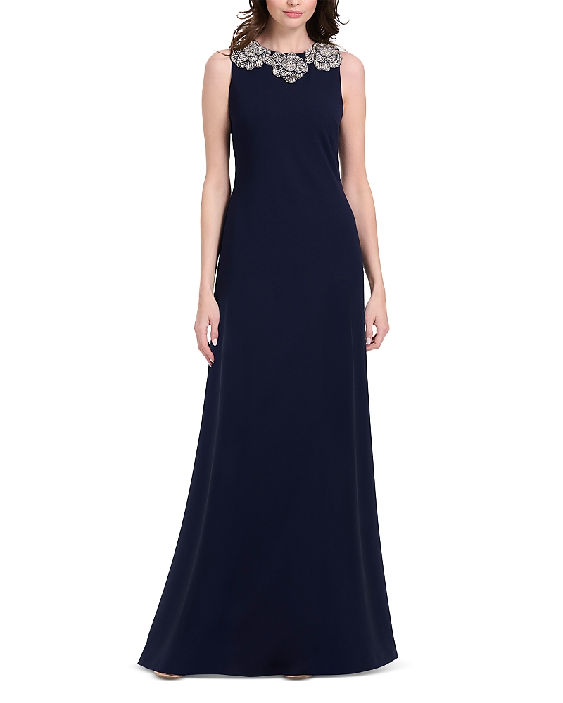 Emily Shalant Emily Shalant Crystal Floral Neck Gown