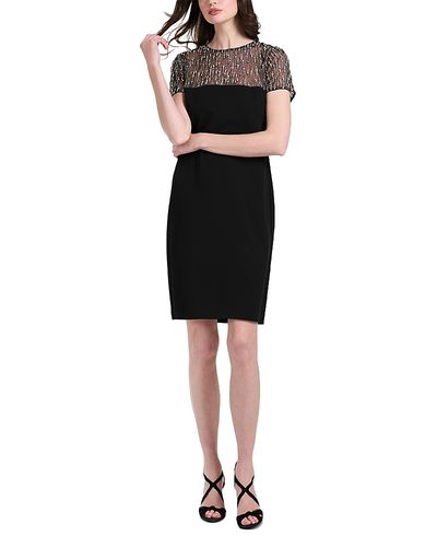 Emily Shalant Emily Shalant Crystal Illusion Stretch Crepe Mini Dress