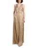 Emily Shalant Emily Shalant Foiled Chiffon V Neck Gown - 1