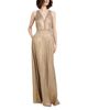 Emily Shalant Emily Shalant Foiled Chiffon V Neck Gown - 2