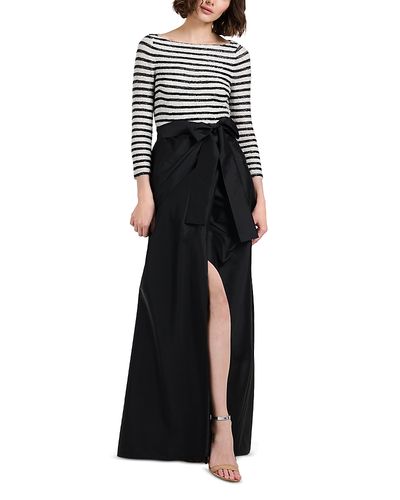 Emily Shalant Emily Shalant Mixed Media Embellished Tie Waist Gown