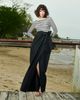 Emily Shalant Emily Shalant Mixed Media Embellished Tie Waist Gown - 3