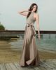 Emily Shalant Emily Shalant Pearl Bodice Tie Waist Gown - 3