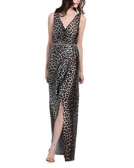 Emily Shalant Emily Shalant Pleated Rhinestone Waist Gown