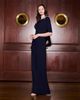 Emily Shalant Emily Shalant Stretch Crepe Elbow Sleeve Embellished Gown - 4
