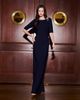 Emily Shalant Emily Shalant Stretch Crepe Elbow Sleeve Embellished Gown - 5