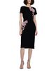 Emily Shalant Emily Shalant Stretch Crepe Organza Crystal Flower Applique Midi Dress - 2