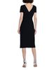 Emily Shalant Emily Shalant Stretch Crepe Organza Crystal Flower Applique Midi Dress - 3