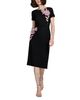 Emily Shalant Emily Shalant Stretch Crepe Organza Crystal Flower Applique Midi Dress - 4