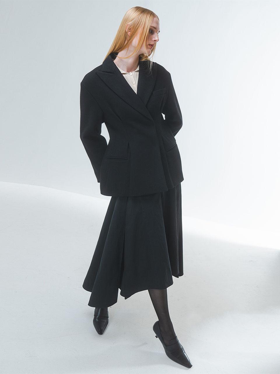 Emin & Paul Cinched Illusion Wide Collar Blazer [Black]