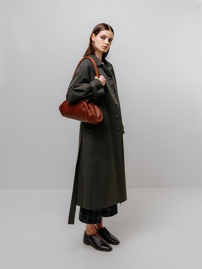 Emin & Paul Classic Minimalist Cotton-Blend Trench Coat [Khaki]