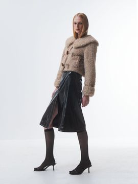 Emin & Paul Faux Patent Leather Skirt [Black]