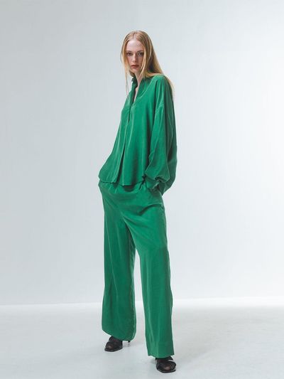 Emin & Paul FLUID WIDE PANTS [GREEN]