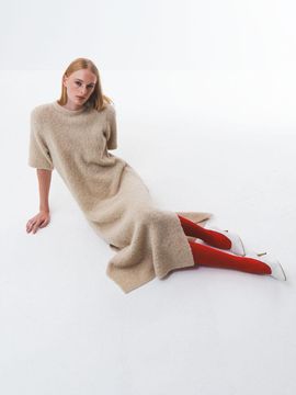 Emin & Paul Merino Boucle Knit Dress [BEIGE]
