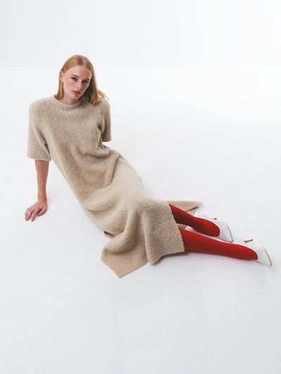 Emin & Paul Merino Boucle Knit Dress [BEIGE]