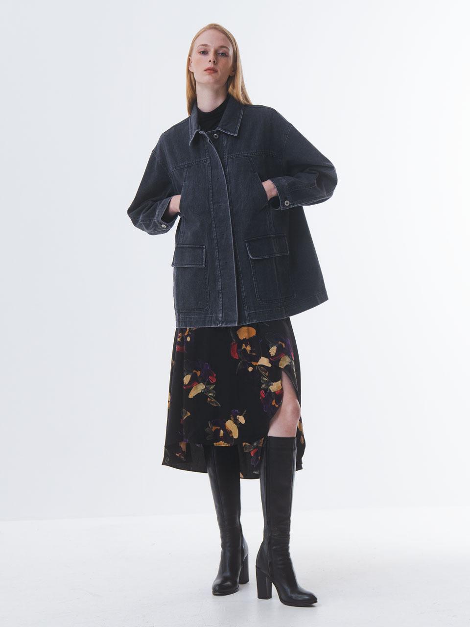 Emin & Paul Over-fit Bio-washed Denim Jacket [Charcoal]