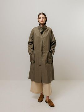 Emin & Paul Oversized Cotton-Viscose Mac Coat [Khaki]
