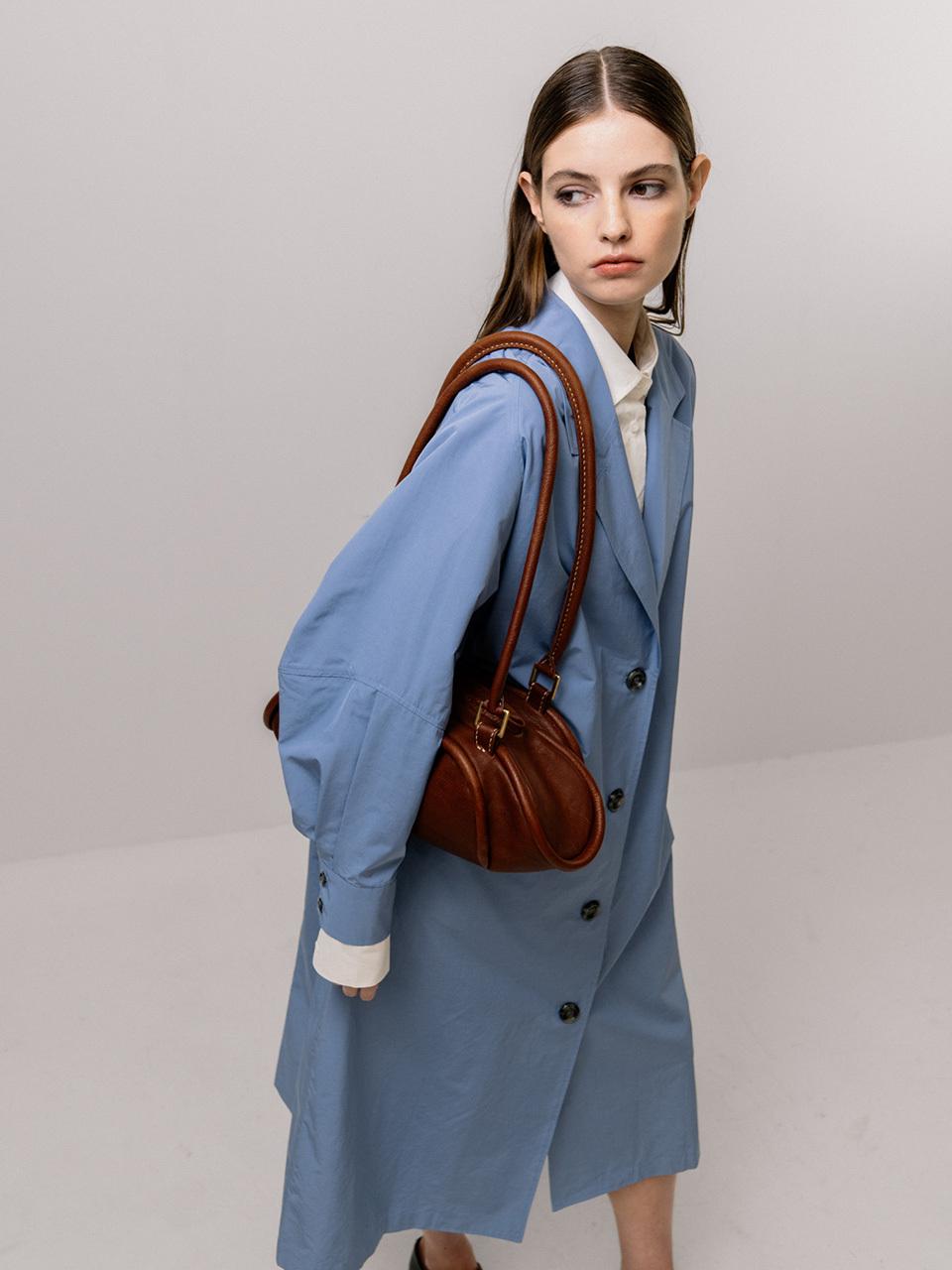 Emin & Paul Oversized Three-Dimensional Cotton-Poly Trench Coat [Sky]