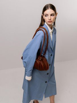 Emin & Paul Oversized Three-Dimensional Cotton-Poly Trench Coat [Sky]