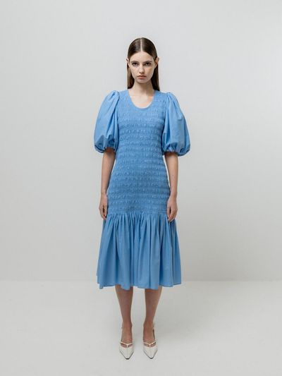 Emin & Paul SKY SMOCKED MIDI DRESS