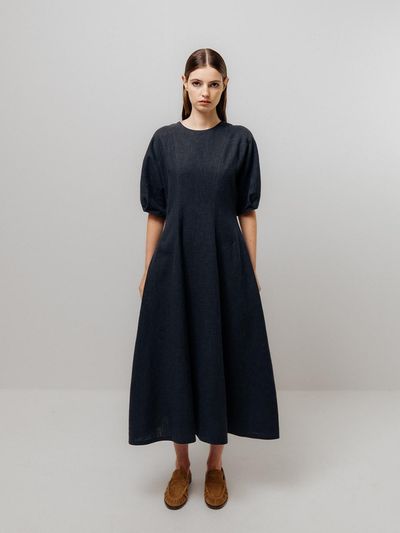 Emin & Paul STRUCTURED COTTON DRESS [NAVY]