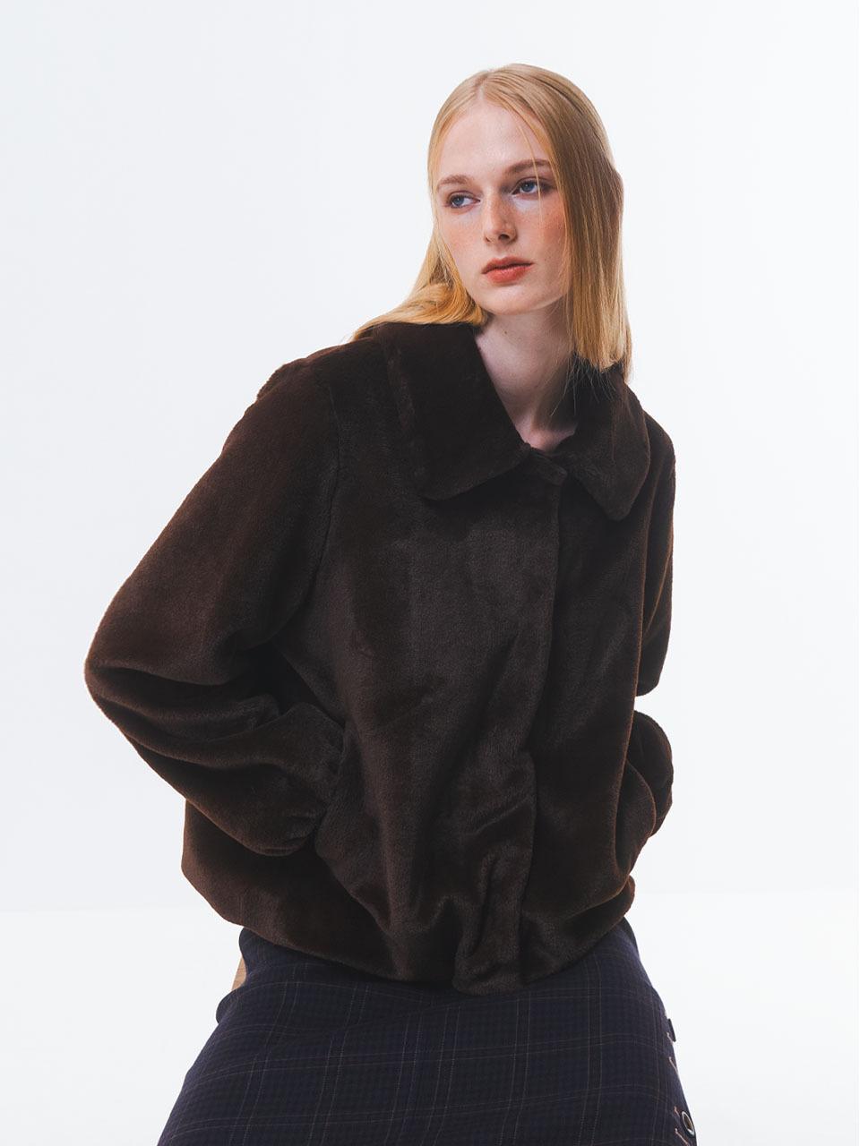 Emin & Paul Vegan Fur Short Length Jacket [Brown]