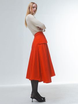 Emin & Paul Volume Cargo A-line Skirt [RED]