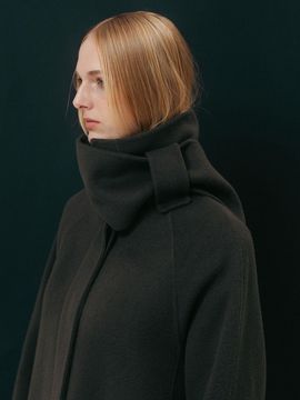 Emin & Paul Wool Blend Scarf Collar Coat [Grey]