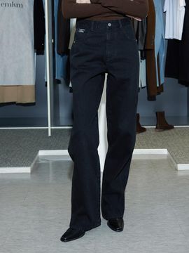 emkm Signature Semi Wide Denim Pants_BLACK