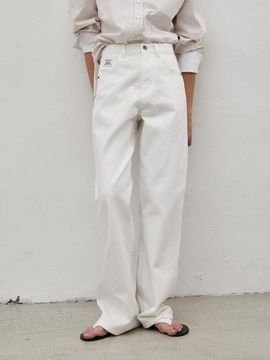 emkm Signature Semi Wide Denim Pants_WHITE