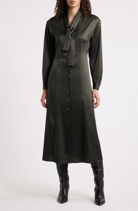 Emme Emme Grado Crepe Satin Long Sleeve Dress