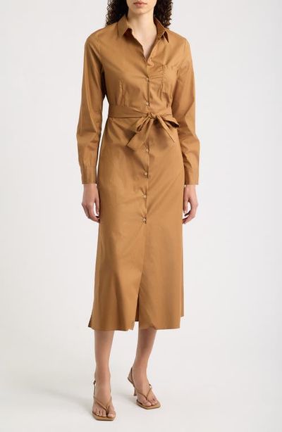 Emme Emme Long Sleeve Belted Midi Shirtdress