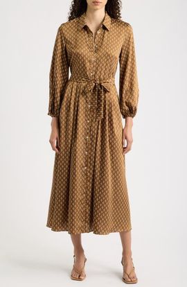Emme Emme Passo Geometric Long Sleeve Midi Shirt Dress