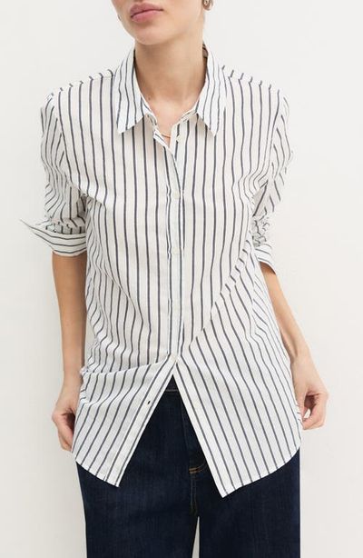 Emme Emme Pinstripe Cotton Blend Button-Up Shirt