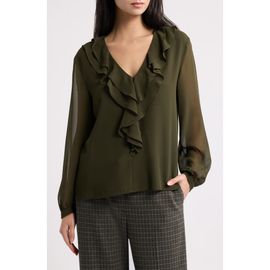 Emme Emme Ruffled V-Neck Georgette Top