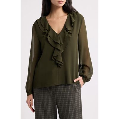Emme Emme Ruffled V-Neck Georgette Top