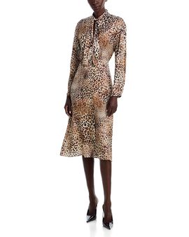 Emme Emme Satin Tie Neck Shirtdress