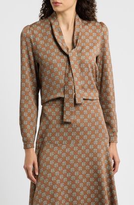 Emme Emme Tie Neck Long Sleeve Top