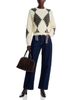Emme Emme Wool Blend Whipstitched Argyle Sweater - 2