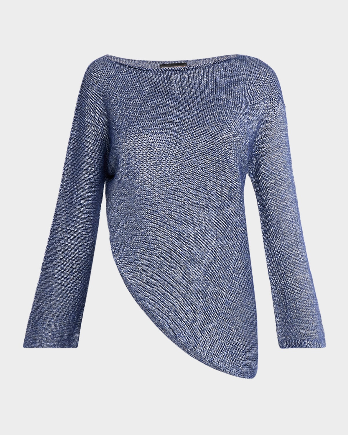 Emporio Armani Asymmetric Boat-Neck Glossy Knit Sweater