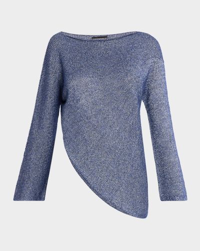 Emporio Armani Asymmetric Boat-Neck Glossy Knit Sweater