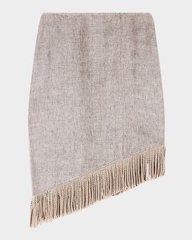 Emporio Armani Asymmetric Fringe-Trim Linen Skirt