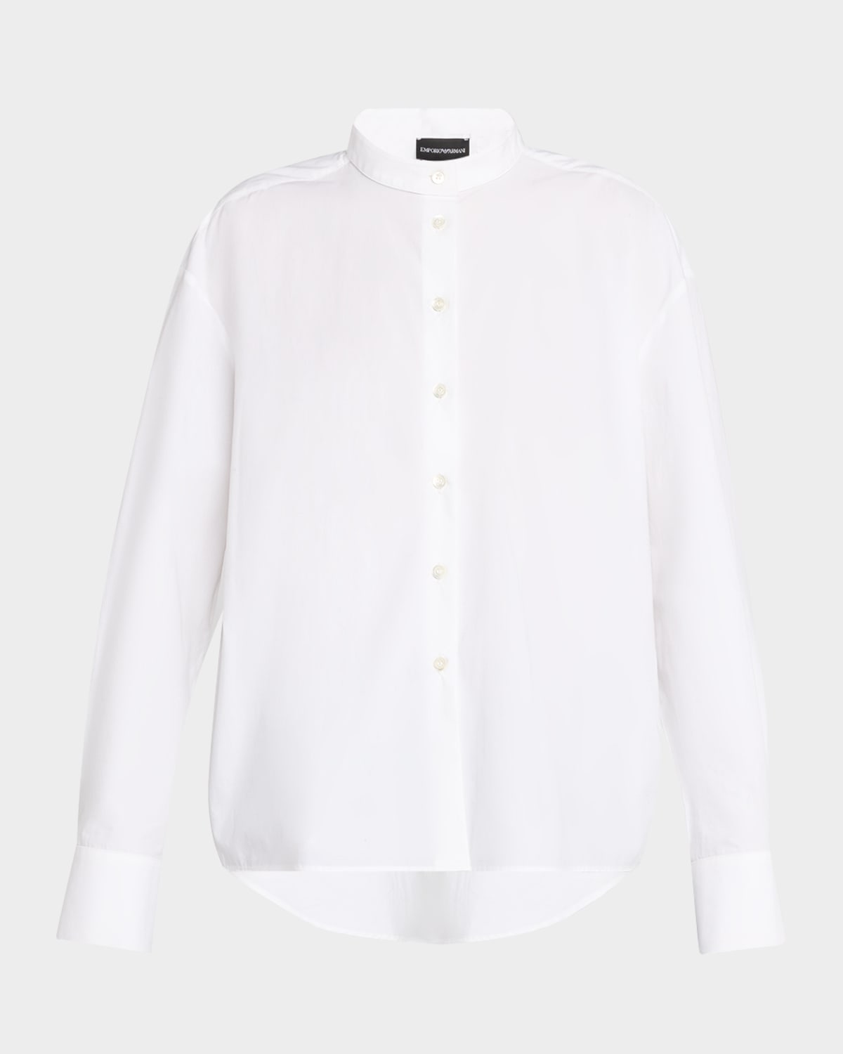 Emporio Armani Band-Collar Cotton Poplin Shirt