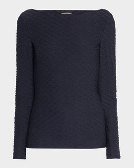 Emporio Armani Bateau-Neck Textured Jersey Blouse